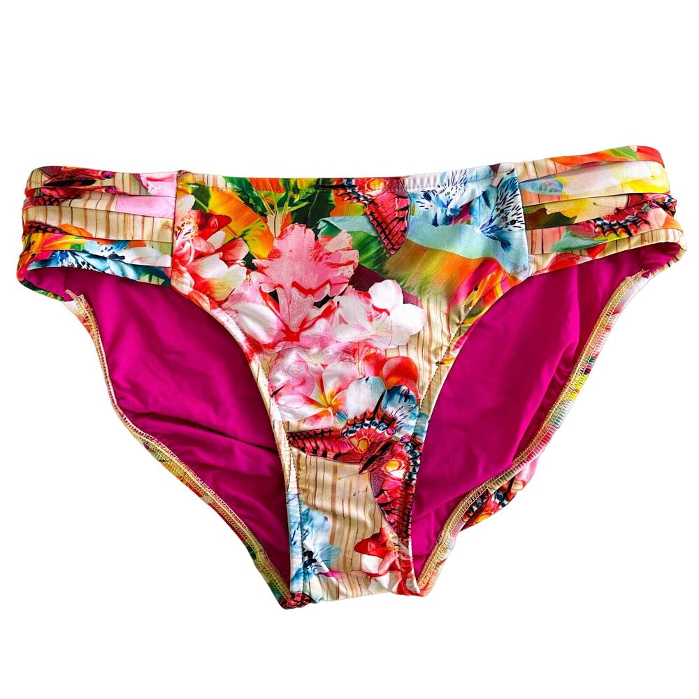 Seafolly Australia Size 10 Floral Bikini Bottoms Pink